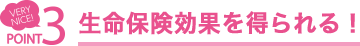POINT3 生命保険効果を得られる！