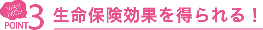 POINT3 生命保険効果を得られる！