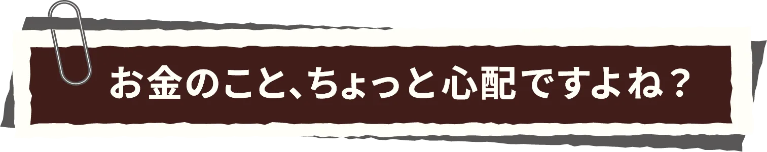 お金のこと、ちょっと心配ですよね？