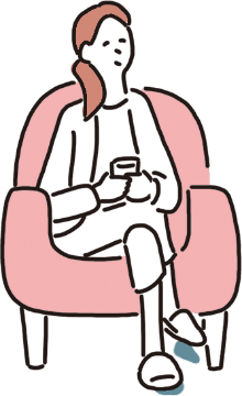 ソファに座る女性の絵